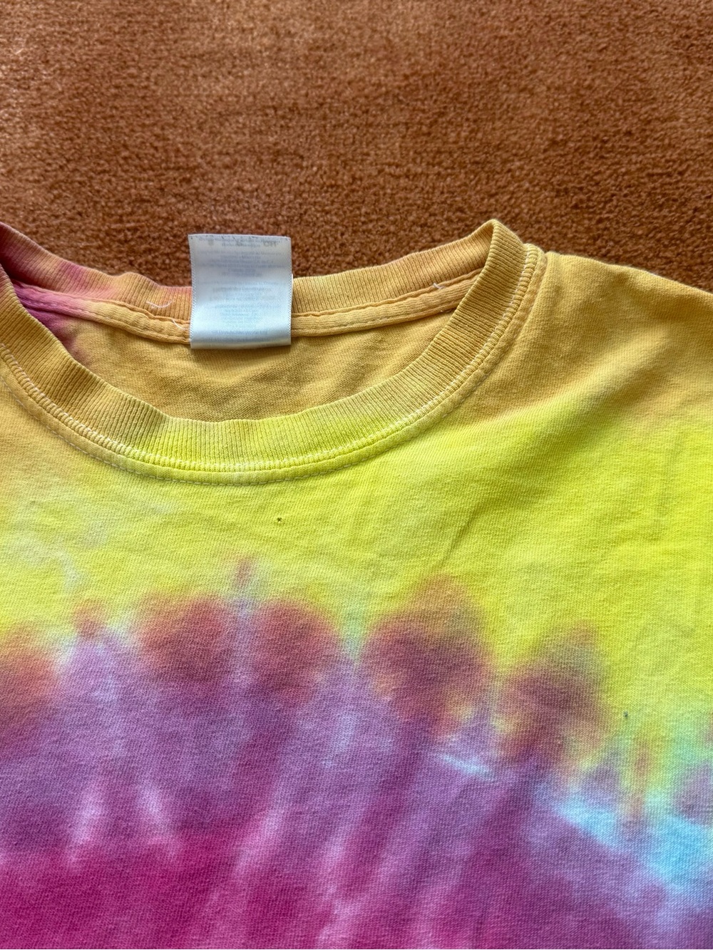 Tie-Dye Short Sleeve Tee in Pink, Yellow & Blue - Picture 6 of 7